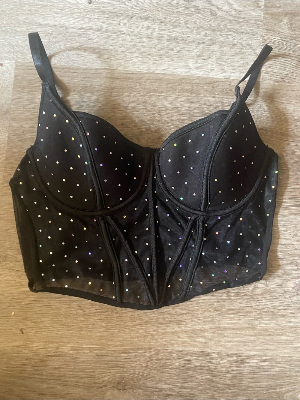 Sparkly Black Crop Corset Top